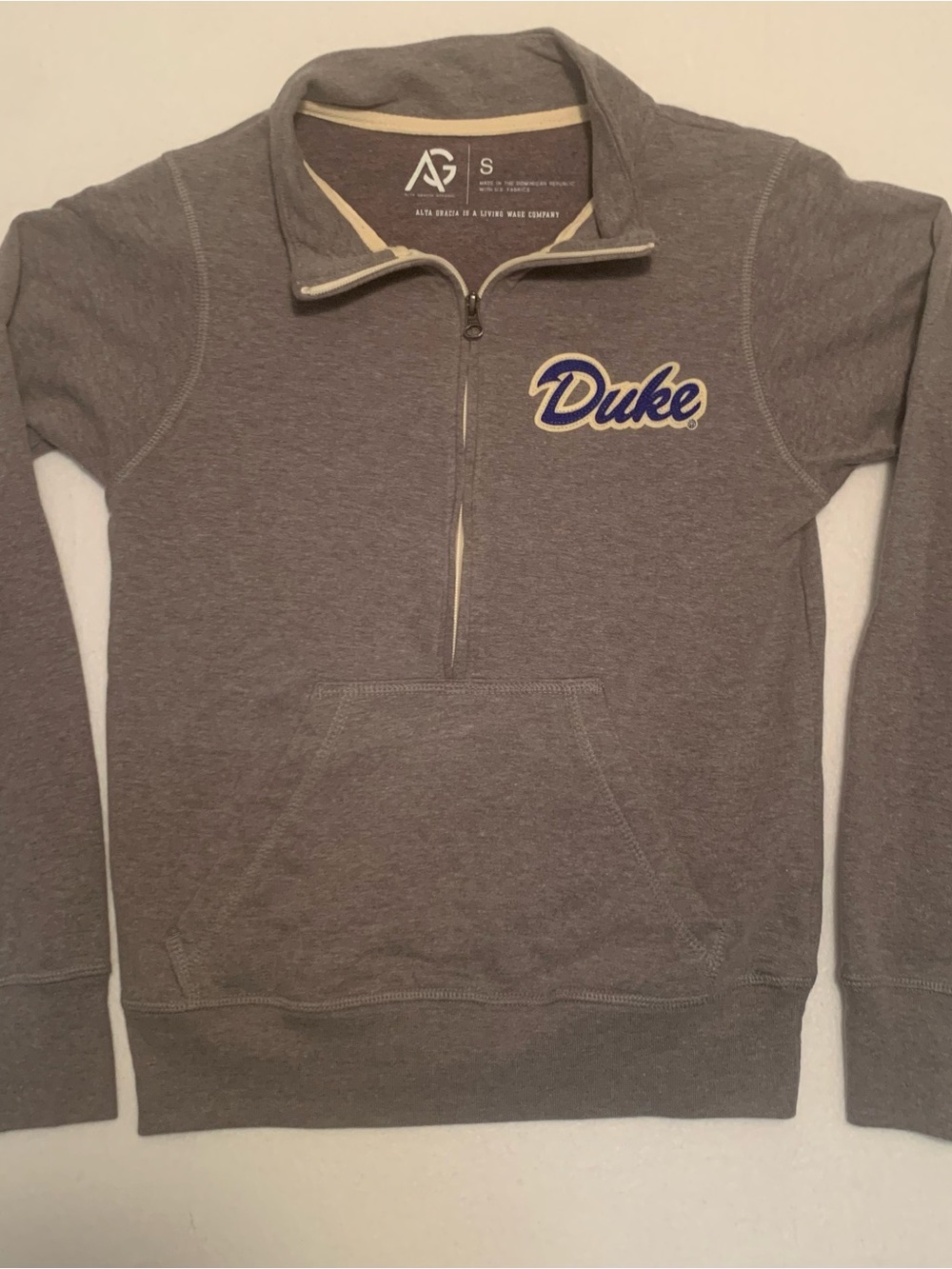 Duke University heather gray quarter-zip pullover sweatshirt Ladies size Small